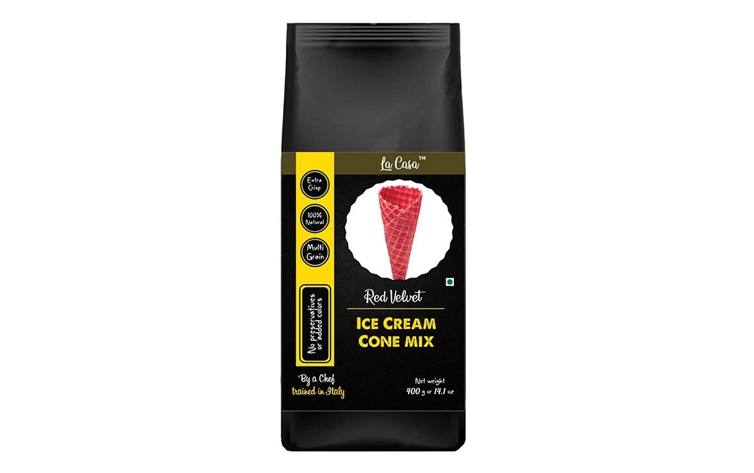 La Casa Red Velvet Ice Cream Cone Mix    Pack  400 grams